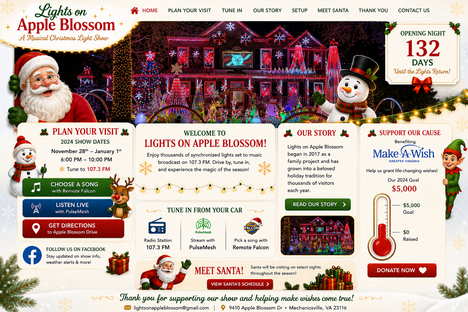 Lights on Apple Blossom Christmas light show homepage